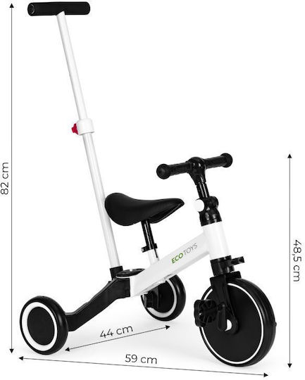 Ecotoys Push Cu Mâner Pentru Părinți Pentru 3-5 Ani Negru-Alb