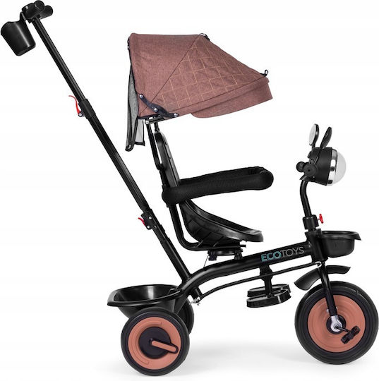 Ecotoys Τρίκυκλο Ποδήλατο Μετατρεπόμενο με Χειρολαβή Γονέα 3 σε 1 για 6 Μηνών Μπεζ