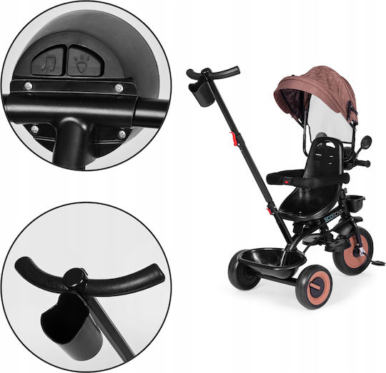 Ecotoys Τρίκυκλο Ποδήλατο Μετατρεπόμενο με Χειρολαβή Γονέα 3 σε 1 για 6 Μηνών Μπεζ
