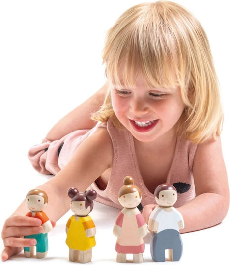 Tender Leaf Toys Οικογένεια Σετ Ξύλινες Κούκλες για Κουκλόσπιτο