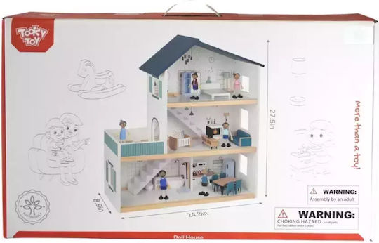 Tooky Toys Dollhouse With 8 Figures Ξύλινο Κουκλόσπιτο