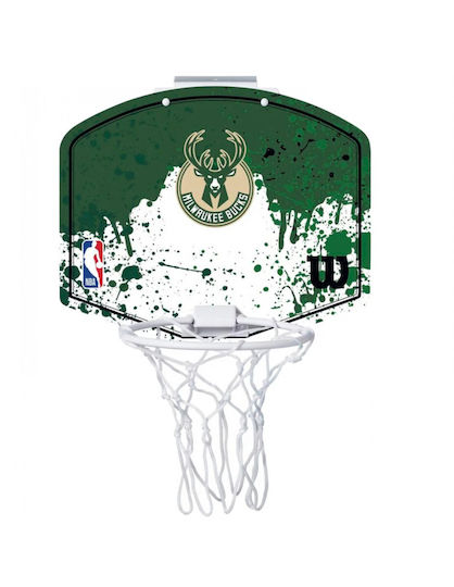 Wilson Indoor Over Door Basketball Hoop with Ball NBA Milwaukee Bucks