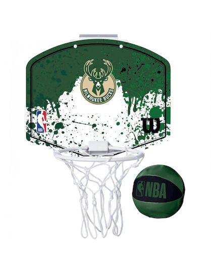 Wilson Indoor Over Door Basketball Hoop with Ball NBA Milwaukee Bucks