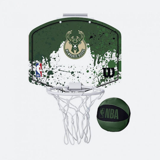Wilson Indoor Over Door Basketball Hoop with Ball NBA Milwaukee Bucks