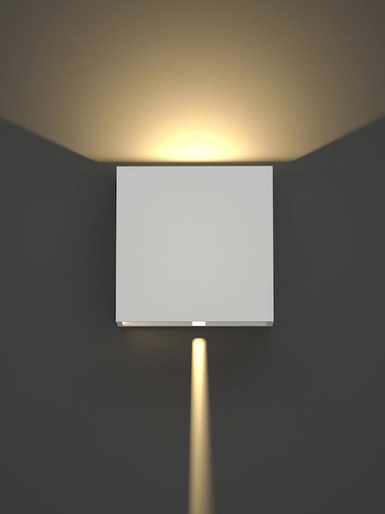 Inlight Yellowstone Επιτοίχια Εξωτερική Πλαφονιέρα LED 4W με Θερμό Λευκό Φως Διπλής Δέσμης 12x12εκ.