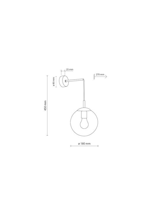 TK Lighting Φωτιστικό Τοίχου με Ντουί E27 Γκρι 18εκ.