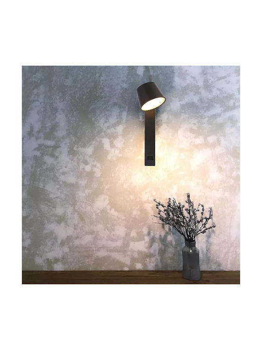 V-TAC Modern Leuchte Wand mit USB-Anschluss Schwarz