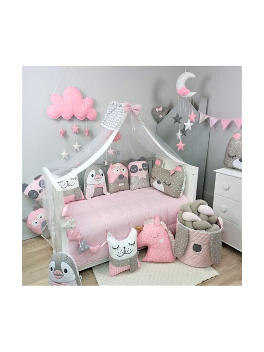 Baby Star Διακοσμητικό Μαξιλάρι Κούνιας Tiny Friends Ροζ 40x37cm