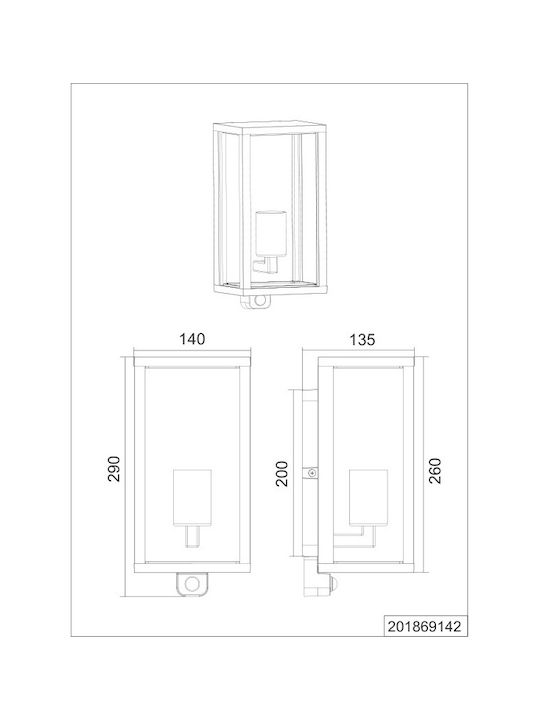 Trio Lighting Wall-Mounted Outdoor Ceiling Light E27 IP44 14x13.5x29εκ.
