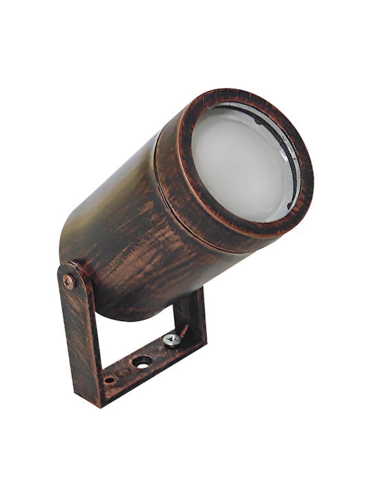Heronia C-06 1L Φωτιστικό Προβολάκι Εξωτερικού Χώρου IP44 για Ντουί GU10 Μπρούτζινο