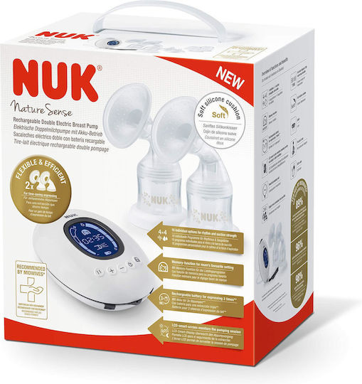Nuk Electric Double Breast Pump Nature Sense Battery and Electric White 150ml