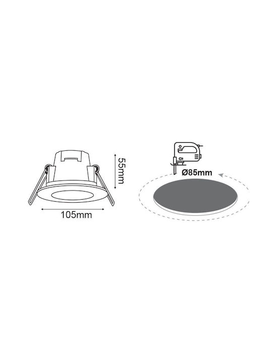 Aca Waterproof Outdoor Ceiling Spot with Integrated LED 8W in White Color VERA830RW