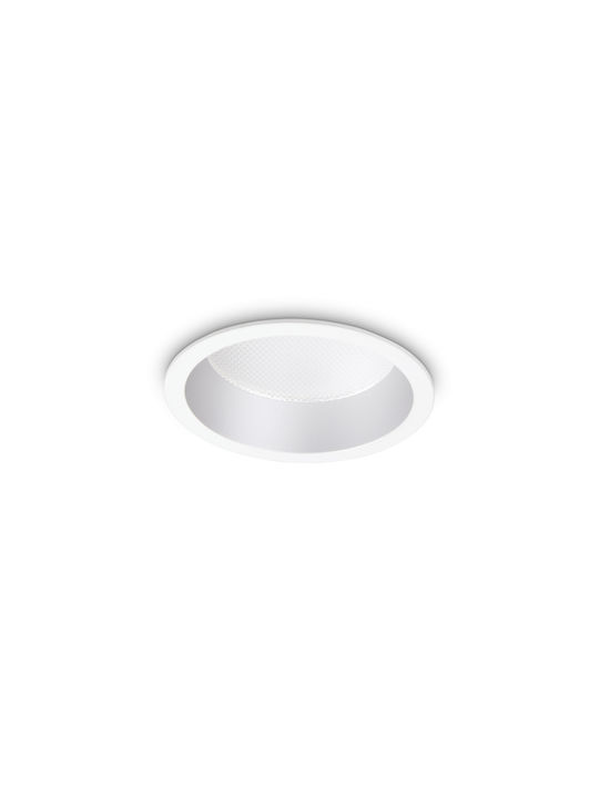 Ideal Lux Deep Στρογγυλό Μεταλλικό Χωνευτό Σποτ με Ενσωματωμένο LED και Φυσικό Λευκό Φως Λευκό 10.3x10.3εκ. 1τμχ