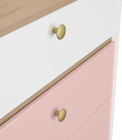 Детска гардеробна шкафче White / Pink / Blond Oak с 3 чекмеджета 81x45x82бр
