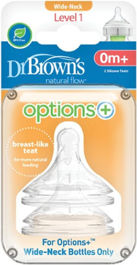 Dr. Brown's Options Silicone Baby Bottle Teats Normal Flow for 0+ months 2pcs