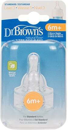 Dr. Brown's Silicone Baby Bottle Teats Medium Flow for 6+ months 2pcs