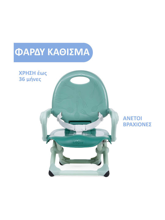 Chicco Portable Plastic Booster Seat for Chair Pocket Snack Green