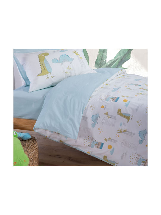 Nef-Nef Homeware Dino Dragon Time Set Kids Duvet Cover Single with Pillowcase Cotton Dino Dragon Time 160x240cm