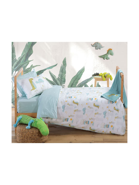 Nef-Nef Homeware Dino Dragon Time Set Kids Duvet Cover Single with Pillowcase Cotton Dino Dragon Time 160x240cm