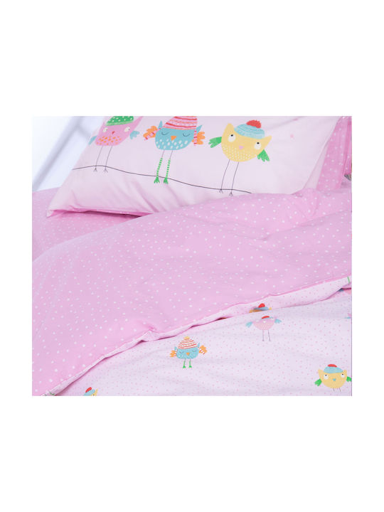 Nef-Nef Homeware Tweet So Sweet Lovely Set Kids Duvet Cover Single with Pillowcase Cotton So Sweet 160x240cm