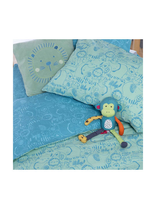 Nef-Nef Homeware Jungle Set Kids Duvet Cover Single with Pillowcase Cotton Jungle 160x240cm