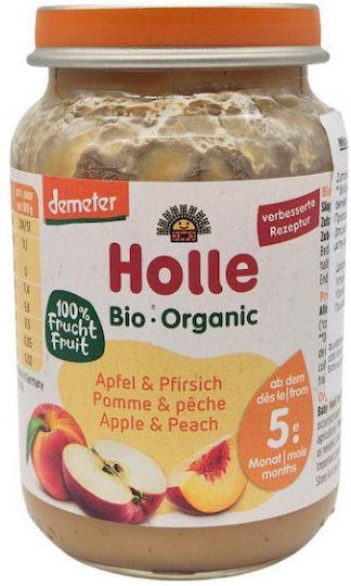 Holle Fruit puree Apple & Peach with Flavor Apple & Peach No Added Sugar 190gr for 5+ Months