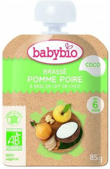 Babybio Пюре от плодове и зеленчуци с вкус Ябълка-Круша-Кокос 90гр за 6+ месеца