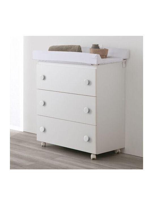 Baby Dresser with 3 Drawers White 76x45x90cm