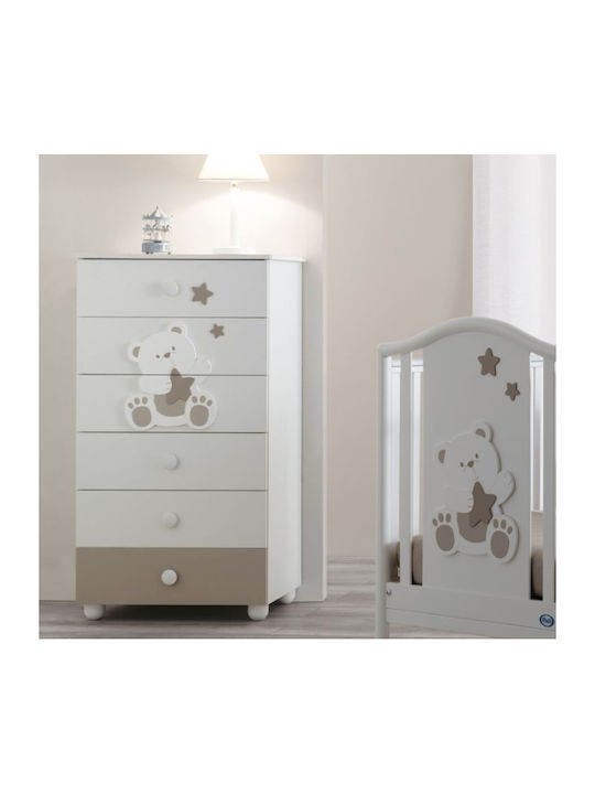 Βρεφική Συρταριέρα με 6 Συρτάρια Λευκή 69x48x126cm