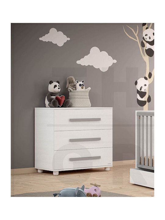 Panda Βρεφική Συρταριέρα με 3 Συρτάρια Εκρού 94x51x88cm