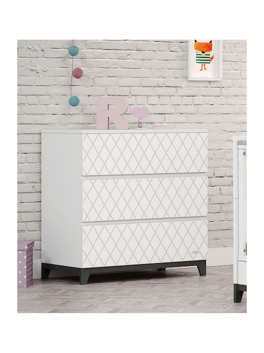 Rombo Βρεφική Συρταριέρα με 3 Συρτάρια Λευκή 91x51x94cm