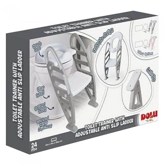 Dolu Toddler Toilet Seat with Footrest & Handles Gray