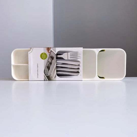 Tăvi Pentru Tacâmuri De Sertar Din Plastic 39.8x11.4x5.8cm Albă