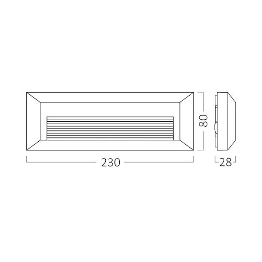 Braytron Επιτοίχιο Εξωτερικό Φωτιστικό LED IP65 3W με Ρυθμιζόμενο Λευκό Φως 23x8εκ.