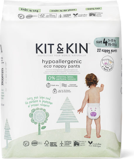 Kit & Kin Scutece chiloțel Nr. 4 pentru 9-15kg 22buc