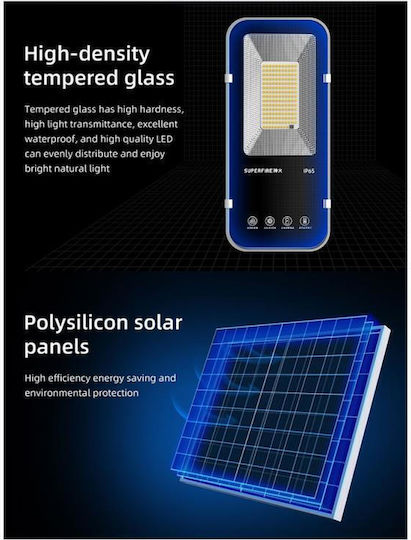 Superfire Street Solar Light 63W 500lm Cold White 8000K with Remote Control IP65