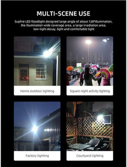 Superfire Street Solar Light 63W 500lm Cold White 8000K with Remote Control IP65