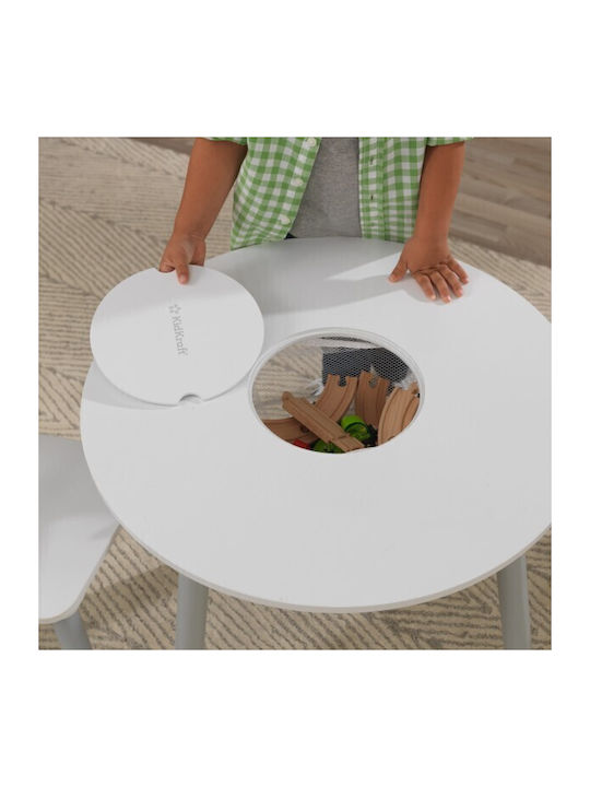 Round Storage Table Σετ Παιδικό Τραπέζι με Καρέκλες από Πλαστικό Γκρι Kidkraft