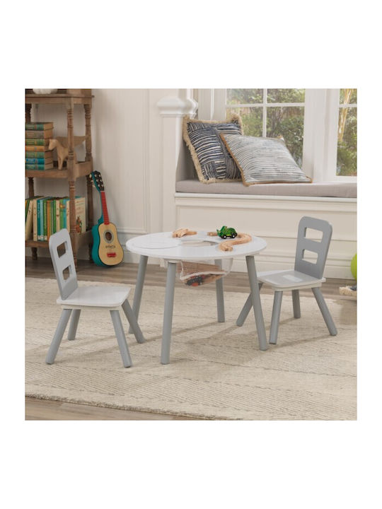 Round Storage Table Σετ Παιδικό Τραπέζι με Καρέκλες από Πλαστικό Γκρι Kidkraft