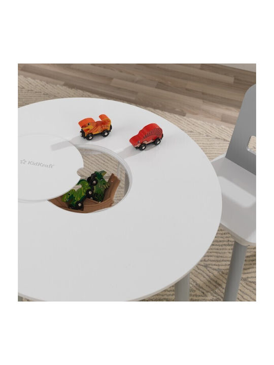 Round Storage Table Σετ Παιδικό Τραπέζι με Καρέκλες από Πλαστικό Γκρι Kidkraft