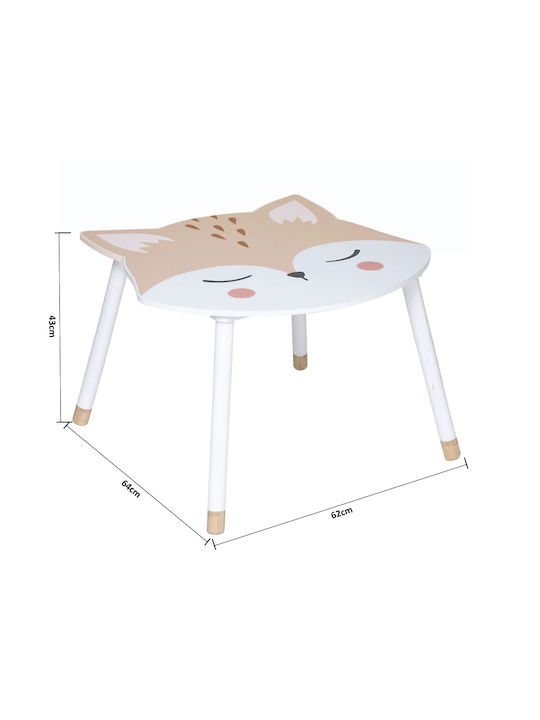 Fox Kids Table made of Wood White Atmosphera