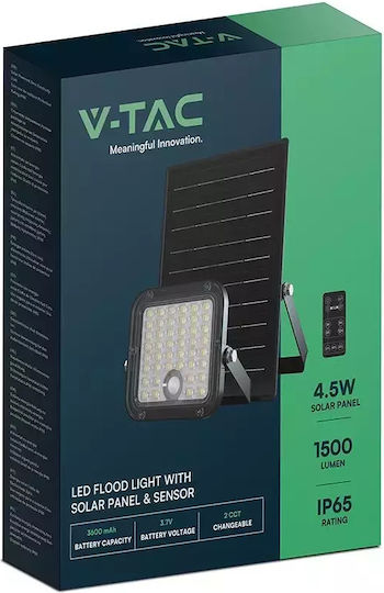 V-TAC Solar Light 10W 1500lm Natural White with Motion Sensor IP65 13.4cmx3.12cmx12.1cmcm