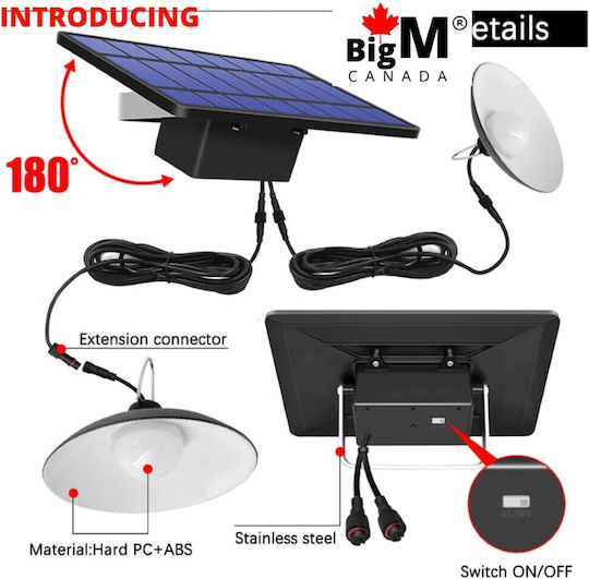 GDPLUS Σετ 2 Κρεμαστά Ηλιακά Φωτιστικά Δρόμου 3.5W 260lm Ψυχρό Λευκό 6000K με Φωτοκύτταρο IP65