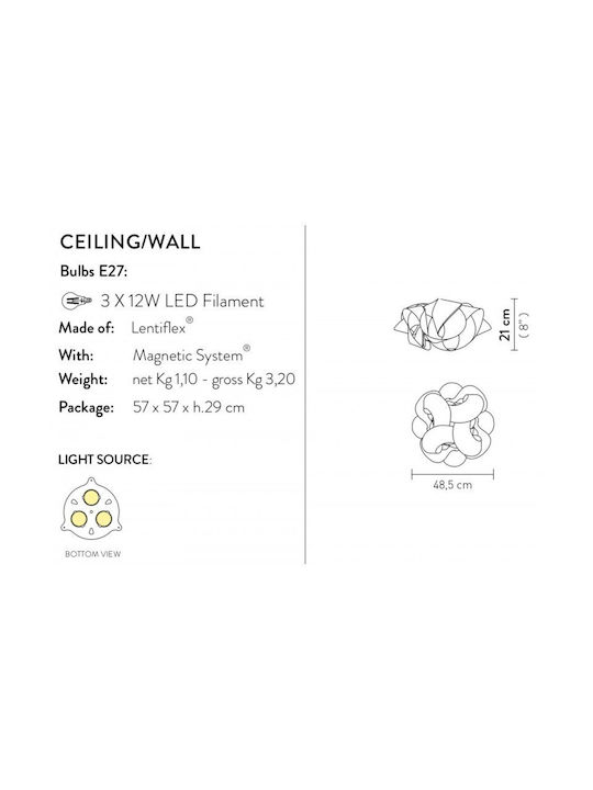 Slamp Fabula L Ceiling Mount Light 60cm Transparent with Socket E27