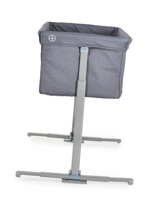 Moni Cradle with Mattress, Side Opening, and Wheels Gray