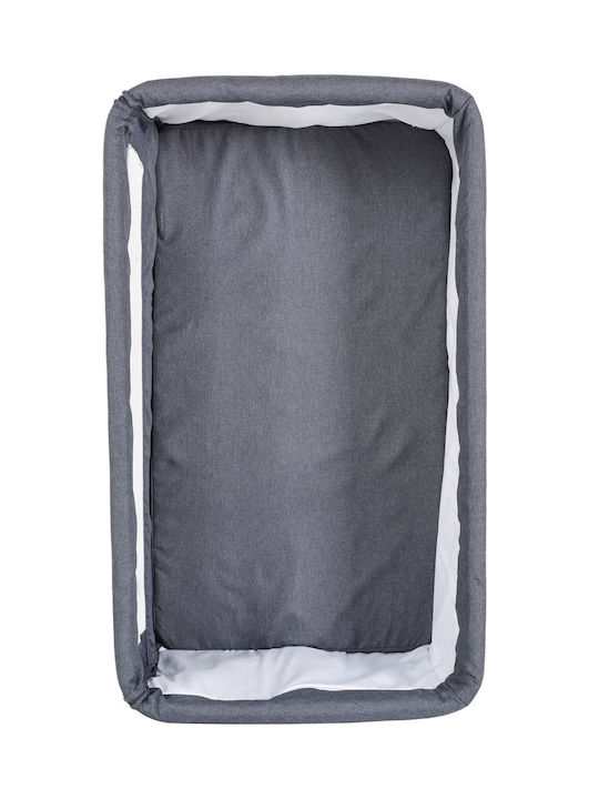 Moni Cradle with Mattress, Side Opening, and Wheels Gray