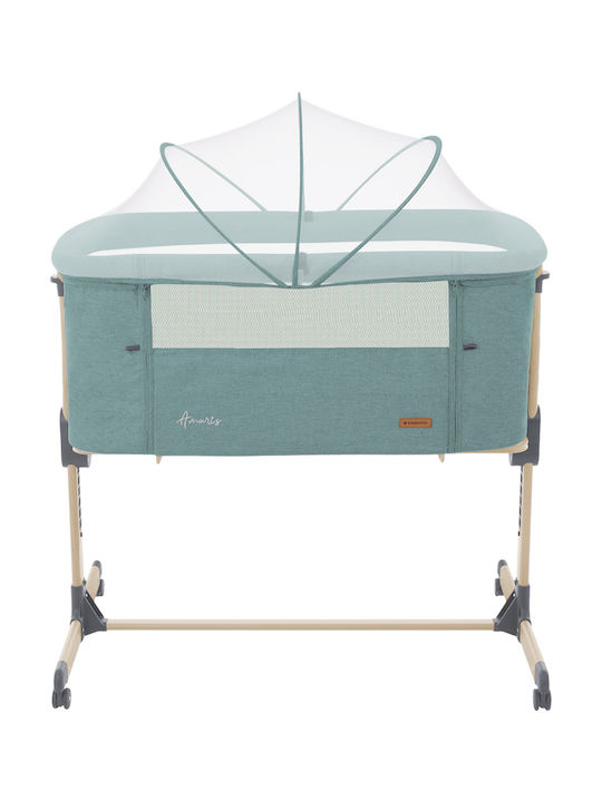 Kikka Boo Cradle Amaris with Mattress, Side Opening, and Wheels Green