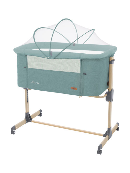Kikka Boo Cradle Amaris with Mattress, Side Opening, and Wheels Green