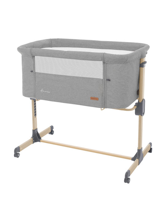 Kikka Boo Cradle Amaris with Mattress, Side Opening, and Wheels Gray
