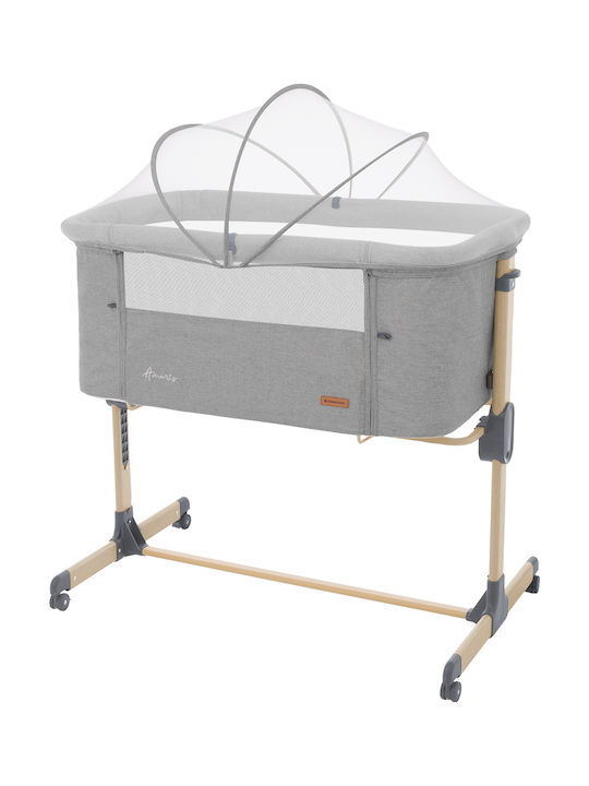 Kikka Boo Cradle Amaris with Mattress, Side Opening, and Wheels Gray